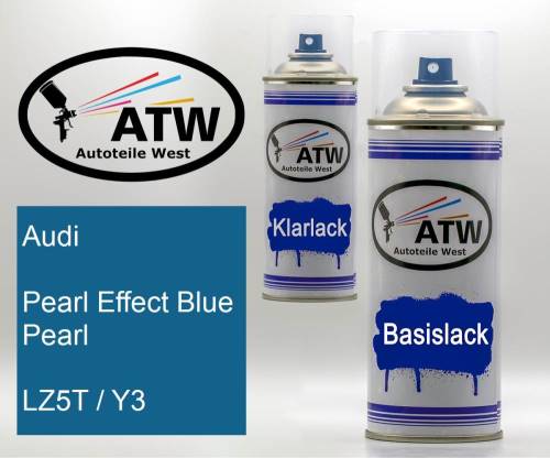 Audi, Pearl Effect Blue Pearl, LZ5T / Y3: 400ml Sprühdose + 400ml Klarlack - Set, von ATW Autoteile West.